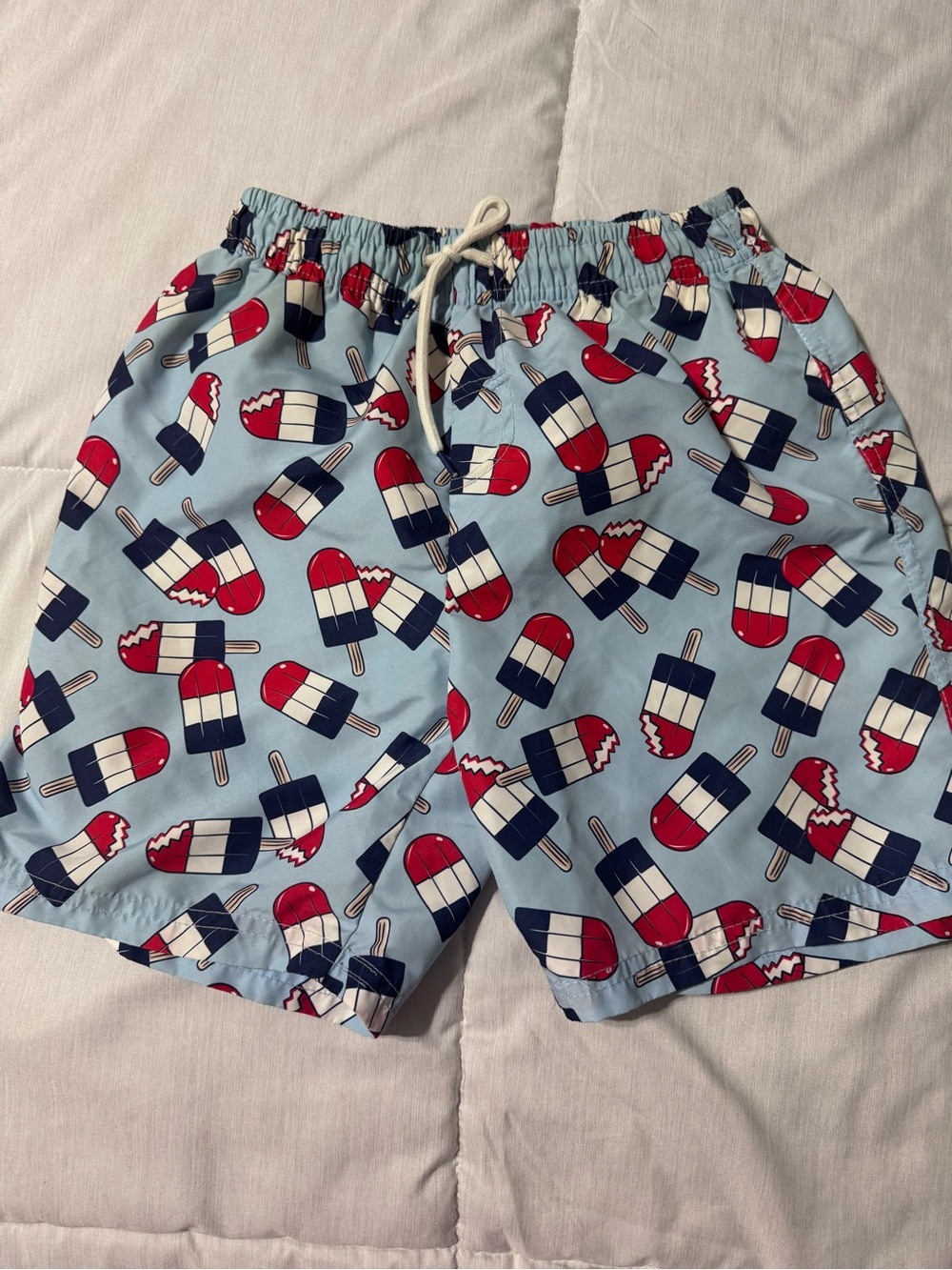 Light Blue Popsicle Print Swim Trunks